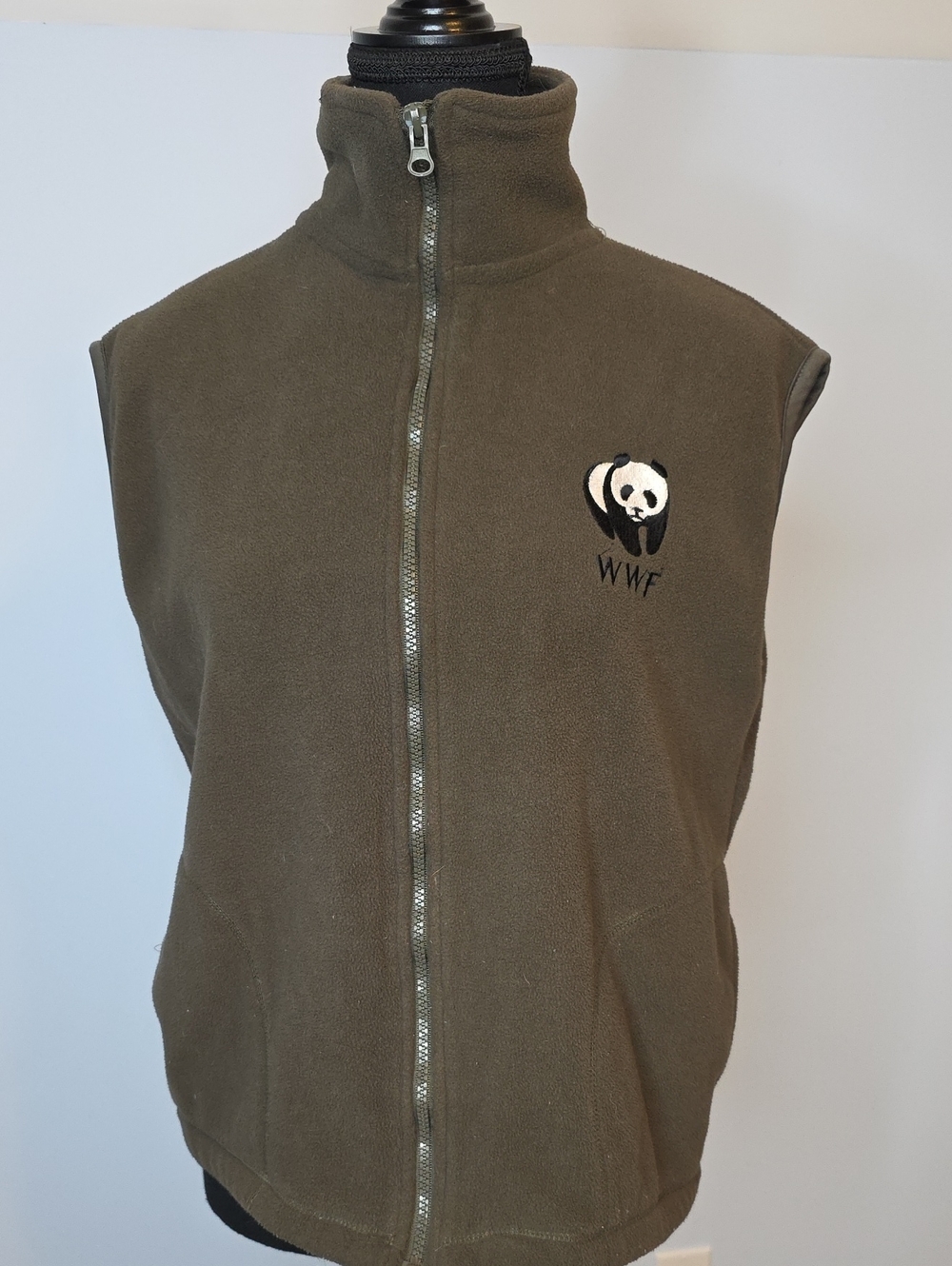 WWF Olive Green Fleece Vest with Panda Logo